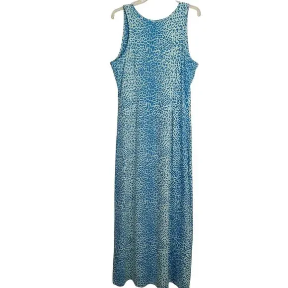 J. McLaughlin Catalina Cloth Maxi Dress Size XL Blue Leopard Animal Print Beach - Picture 4 of 7